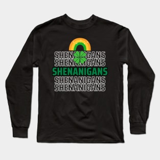 Fun St. Patrick's Day Shenanigans rainbow four leaf clover Long Sleeve T-Shirt